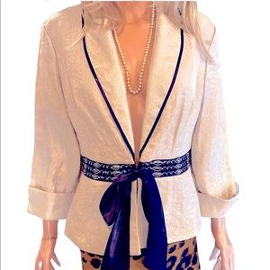 JR Nites by Carol Lin Shimmering Platinum Gold Dressy 90’s Jacket Size 12